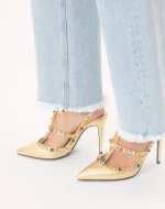 Valentino Rockstud Décolleté In Laminated Nappa With Cabochon And Crystals 100Mm - Image 7